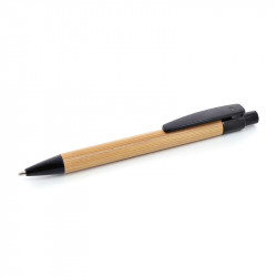 Stylo en bambou et paille de blé recyclé - coloris noir - EMBAL PLUS