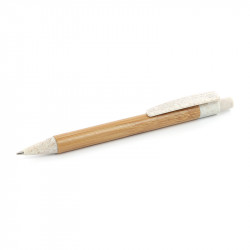 Stylo en bambou et paille de blé recyclé - coloris blanc - EMBAL PLUS
