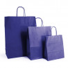 Sac kraft shopping Bleu Marine intérieur blanc et poignées torsadées