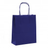 Sac kraft shopping Bleu Marine intérieur blanc et poignées torsadées