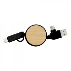 Câble chargeur extensible personnalisable - Coloris Blanc ou noir