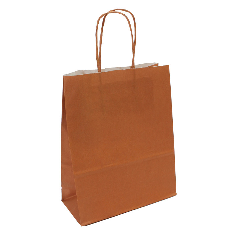 Sac kraft shopping Terra Cotta intérieur blanc et poignées torsadées