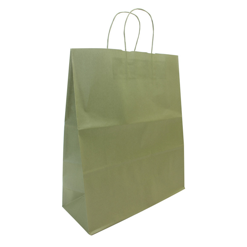 Sac kraft shopping Vert Amande intérieur blanc et poignées torsadées