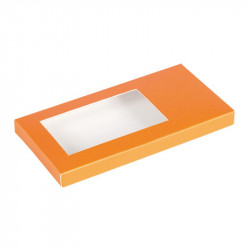 Étui tablette orange - Étui pour tablette de chocolat avec fenêtre transparente - EMBAL PLUS