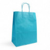 Sac kraft shopping Turquoise intérieur blanc et poignées torsadées - EMBAL PLUS