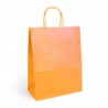Sac kraft shopping Orange intérieur blanc et poignées torsadées - EMBAL PLUS