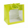 Sac avec fenêtre transparente coloris vert avec poignées cordelettes - EMBAL PLUS