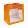 Sac avec fenêtre transparente coloris orange avec poignées cordelettes - EMBAL PLUS
