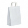 Sac fin en kraft blanc 80g avec poignées plates blanches assorties T0 - EMBAL PLUS
