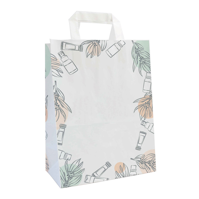 Sac kraft blanc poignées plates avec motif 'Bien-être LOLA' Sac kraft blanc poignées plates avec motif 'Bien-être LOLA'