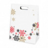 Pochette cadeau avec poignées découpées motif flocons personnalisable