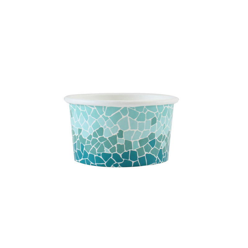 Pot à glace en carton alimentaire, coloris bleu, 60ml