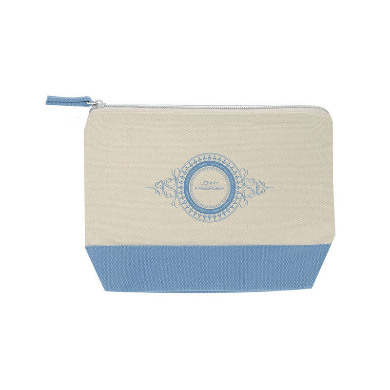 Trousse en coton - Trousse de toilette blanche et bleue - EMBAL PLUS Trousse en coton - Trousse de toilette blanche et bleue - EMBAL PLUS