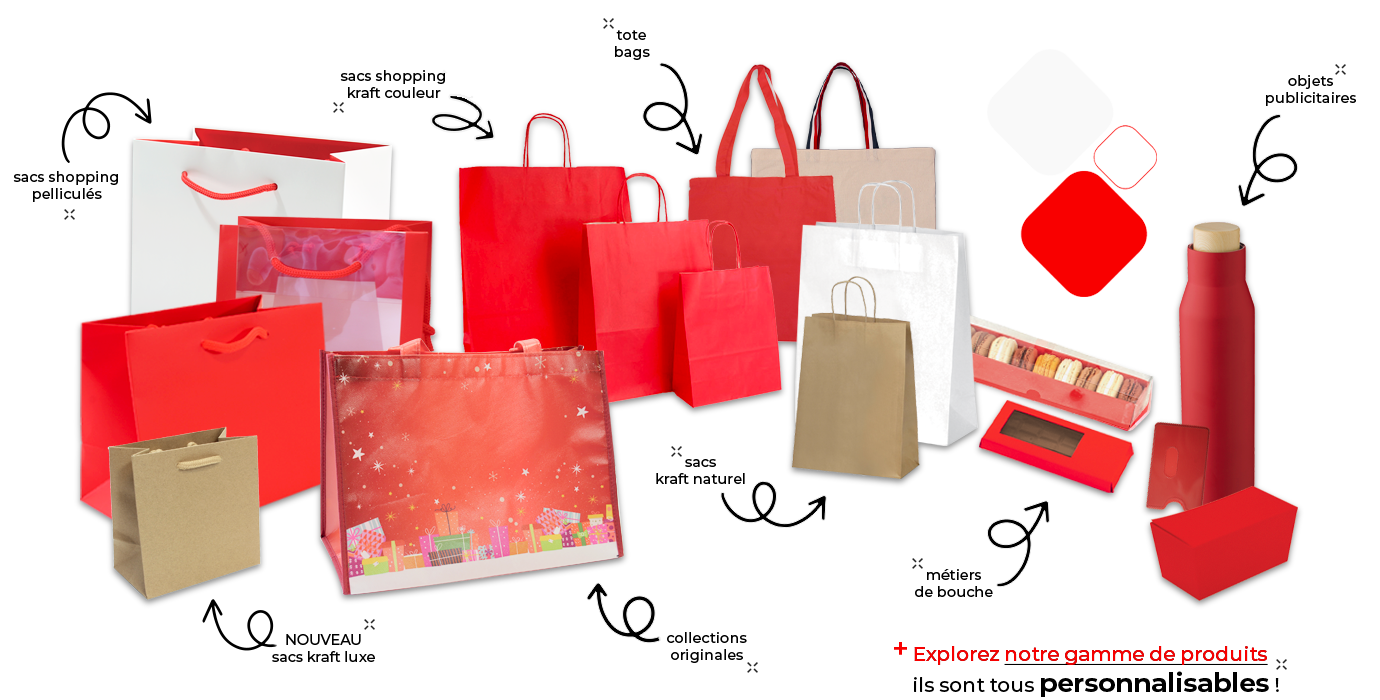 Explorez notre gamme de produits Embal-Plus, découvrez tous les types de sacs que nous pouvons imaginer, concevoir, produire, ils sont tous personnalisables !